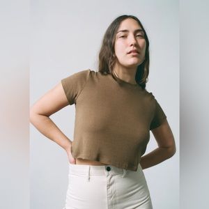 Ozma LOU TEE (Regen Silk Noil Jersey), Coffee